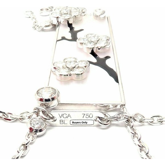 Authentic! Van Cleef & Arpels Miroir Des Eaux 18k Gold Diamond MOP Necklace - Picture 11 of 12